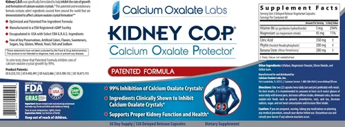 Miniatura 6 de Kidney COP - Protector de oxalato de calcio 120 cápsulas, soporte renal patentado para cristales de oxalato de calcio, ayuda a detener
