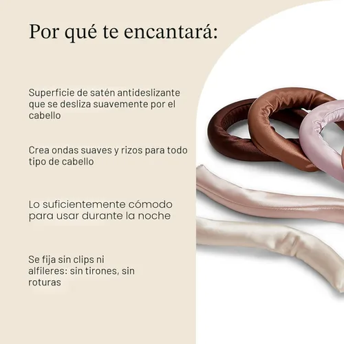 Miniatura 5 de Kitsch Rizadores de Cabello de Satén Sin Calor – Rizadores de Cabello Sin Calor para Dormir y Obtener Rizos Durante la Noche – Varillas Rizadoras