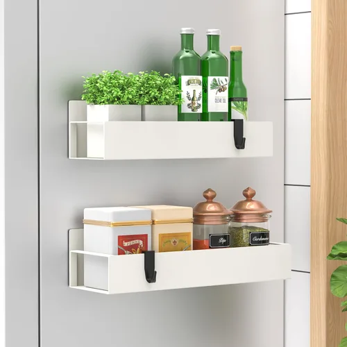 Miniatura 14 de HuggieGems Paquete de 4 Organizadores Magnéticos de Almacenamiento de Especias para Refrigerador y Horno, Organizadores y Almacenamiento Gris