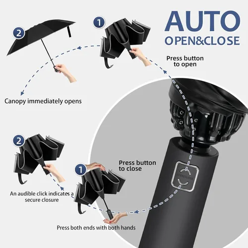 Miniatura 3 de VOUUY 2-Pack Travel Umbrella, Unbreakable 10 RIBS Umbrella, Windproof Umbrellas for Rain & Sun, Automatic, Foldable Reverse Rain Umbrella for Women