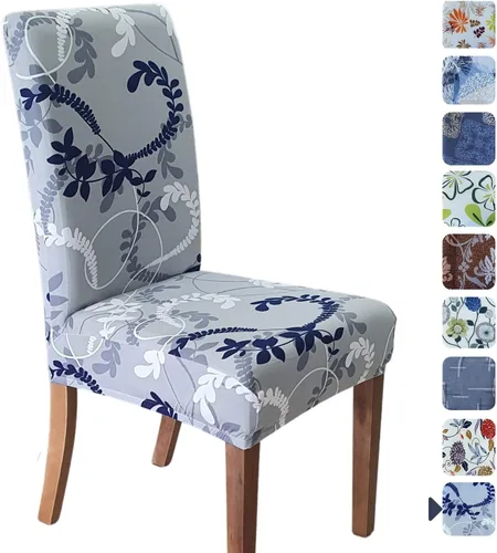 Miniatura 37 de SPRINGRICO Paquete de 6 fundas blancas para sillas de comedor, fundas elásticas para sillas de comedor con diseño floral, de elastano lavable