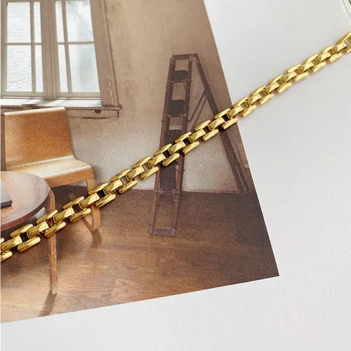 Miniatura 6 de CLASSYZINT Gargantilla gruesa dorada grande y ancha de cadena corta para mujeres y niñas