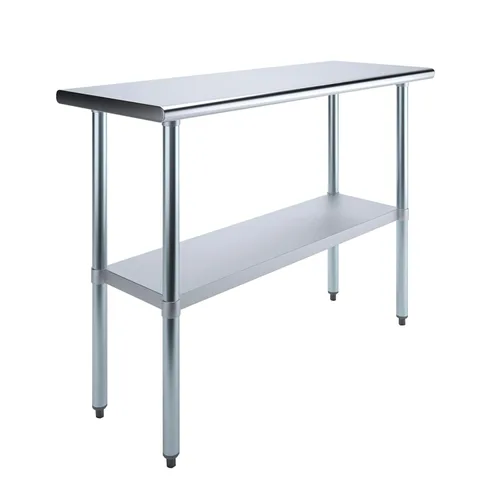 Miniatura 32 de AmGood Mesa de trabajo de acero inoxidable con estante inferior Preparación de alimentos NSF Estación de trabajo utilitaria
