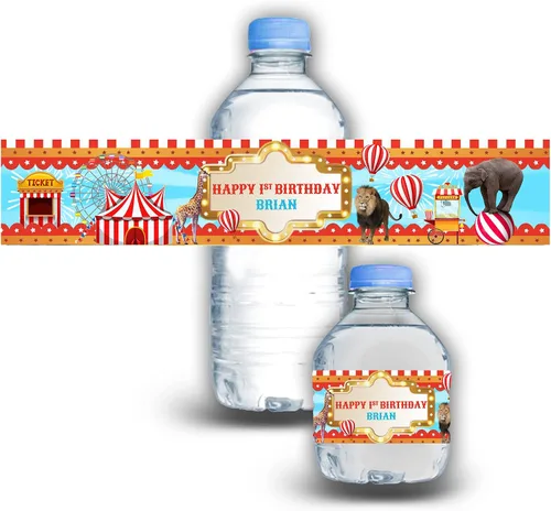 Miniatura 20 de Calcomanías impermeables para botellas de agua para niños, personalizables, paquete de 12 (coches)