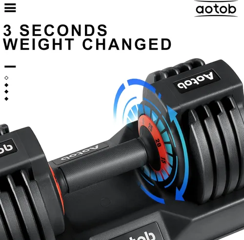 Miniatura 2 de AOTOB Adjustable Dumbbell Set 25/55 Lbs (Pair), Fast Weight Adjustment with Anti-Slip Turning Handle, Space-Saving for Home Gym, Strength Training