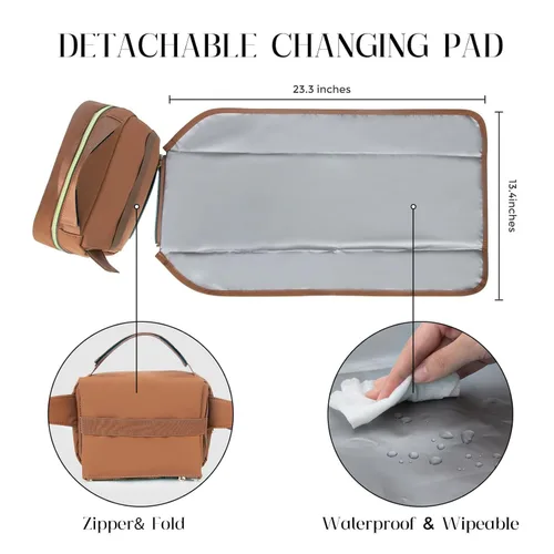 Miniatura 5 de printe Bolsa de pañales pequeña con cambiador portátil, paquete de pañales cruzado con bolsillo para toallitas, bolsa de cintura para mujer