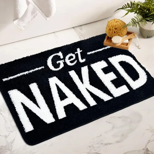 Miniatura 20 de Get Naked - Alfombra de baño larga, alfombra de baño súper suave y divertida, antideslizante, alfombra blanca y negra, alfombra absorbente de agua