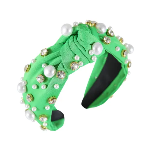 Miniatura 18 de Diadema anudada con joyas para mujeres y niñas, diadema de diamantes de imitación de cristal brillante, nudo superior ancho para mujer, diadema Negro