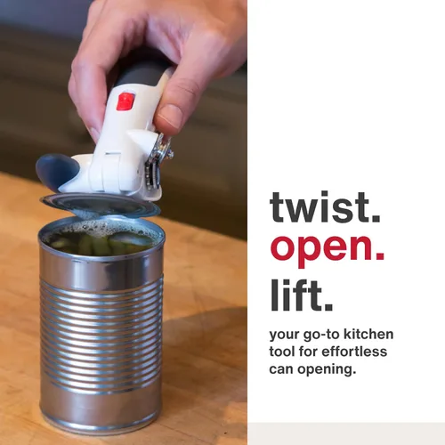 Miniatura 2 de Zyliss Lock N' Lift - Abridor de latas con imán elevador de tapa - Abridor manual con mecanismo de bloqueo - Fácil de girar - Abridor de latas Gris