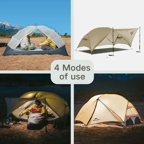 Miniatura 5 de Naturehike Mongar UL Tienda [Actualización 2025] 1.5kg/3.3lb Tiendas ultralivianas, Tienda para 1/2 personas para mochileros, 4 modos de uso, Caqui