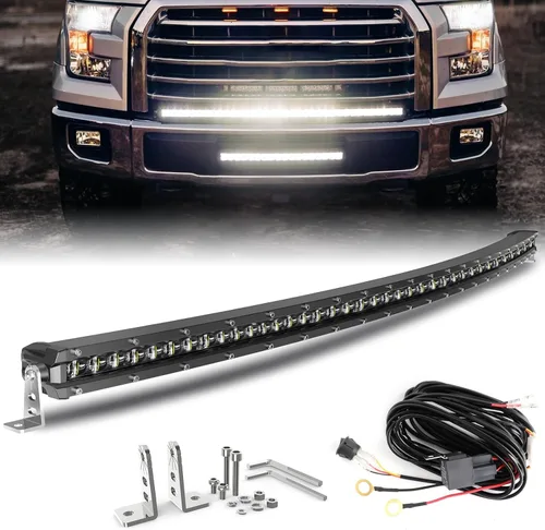Miniatura 9 de BraveWAY Barra de Luz LED Curva de 38 Pulgadas, Fila Única, para Iluminación Todo Terreno, Luz de Conducción, Combo de Haz Focal y de Amplio Rango