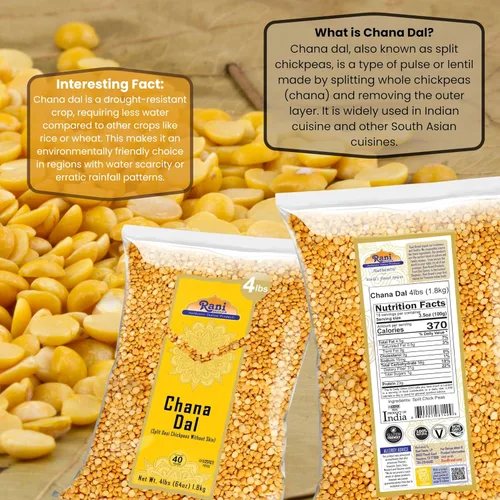 Miniatura 4 de Rani Chana Dal (garbanzos desi divididos sin piel) 64 oz (4 libras) 4.0 lbs a granel ~ Todo natural Apto para gluten Sin OMG Kosher Vegano