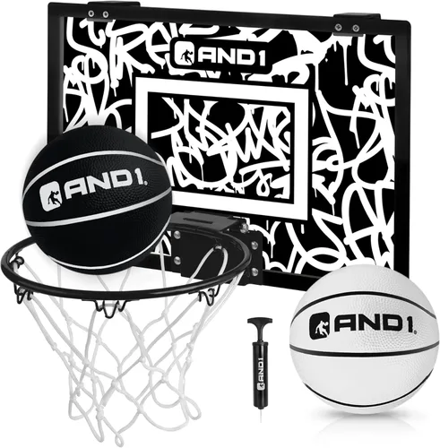 Miniatura 15 de Mini aro de baloncesto para puerta AND1: tablero antirroturas de 18x12, 2 mini balones de baloncesto y bomba manual incluida - Accesorio