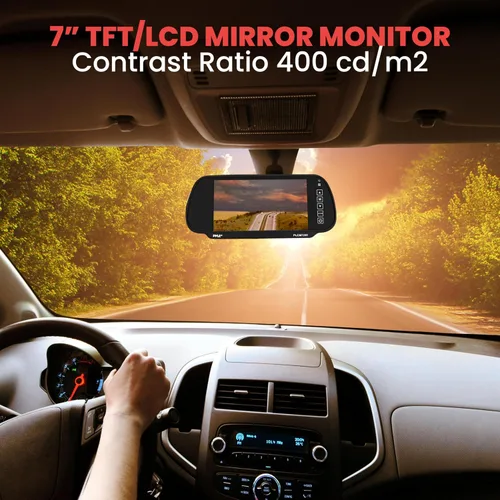 Miniatura 6 de Monitor de espejo TFT de 7 pulgadas Pyle con cámara de visión nocturna retrovisora., Negro