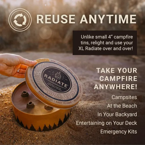 Miniatura 3 de Radiate Fogata portátil XL de 8 pulgadas como se ve en Shark Tank, hasta 2 horas de tiempo de combustión, hoguera de viaje reutilizable