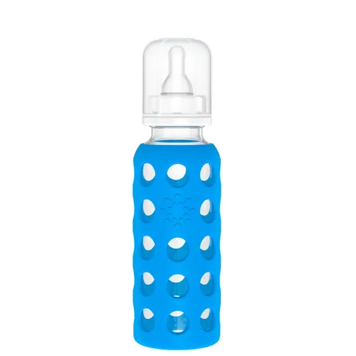 Miniatura 9 de Lifefactory Biberón de vidrio con funda protectora de silicona y etapa 2 pezón arándano 9 onzas (LF110020C4)
