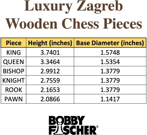 Miniatura 7 de Bobby Fischer Zagreb - Juego de ajedrez de secuoya y boj con tamaño King de 3.75 pulgadas. Solo piezas de ajedrez de madera ponderadas de alta
