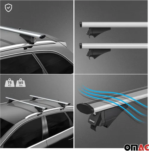 Miniatura 7 de OMAC Barras transversales para portaequipajes para Volvo XC40 2018 a 2023, 165 libras, plateadas, aerodinámicas, 2 piezas
