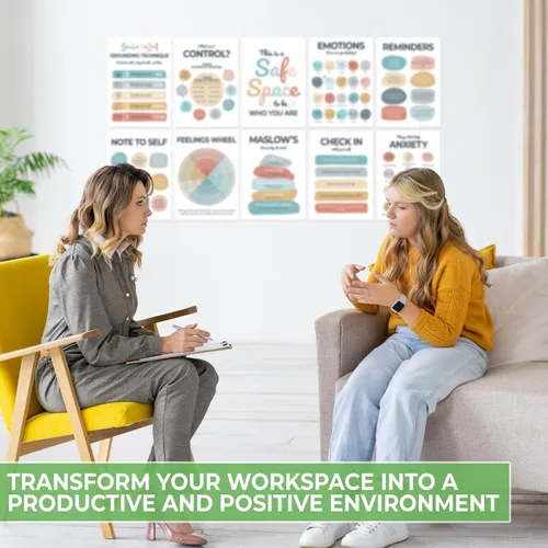 Miniatura 5 de 12 piezas de carteles de salud mental, decoración de oficina de terapia, imprescindibles para oficina de consejería, suministros para consejeros