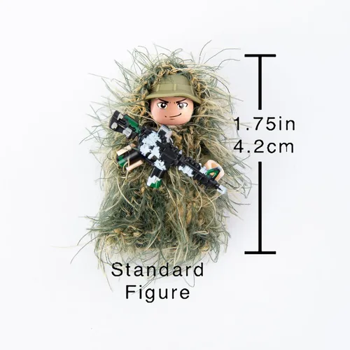 Miniatura 7 de Soldados de camuflaje militar, minifiguras de acción en fatigas de la jungla, figuras de soldados de fuerzas especiales en traje Ghillie con armas