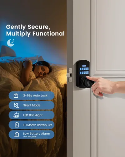Miniatura 6 de Hidalife Pomo de puerta inteligente con teclado, cerradura de puerta de entrada sin llave para puerta delantera, modo de paso fácil, código único