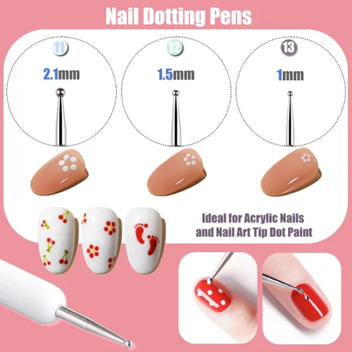 Miniatura 6 de KINGMAS 10 pinceles de arte de uñas, pincel de pintura para limpiar, pincel de dibujo, pincel para delineador de uñas y bolígrafo de punteado de uñas