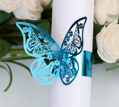 Miniatura 13 de 50 servilleteros de mariposa cortados con láser para cenas, mesas, diarios, bodas, aniversarios, fiestas, decoración de baby shower, suministros