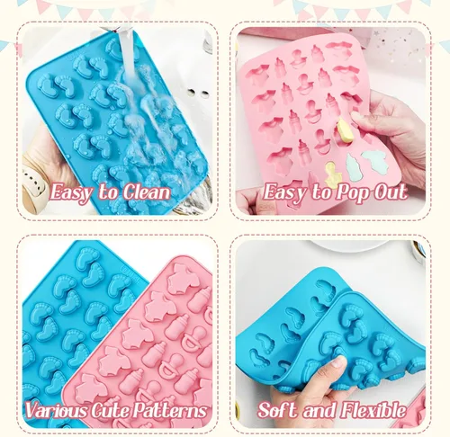 Miniatura 5 de Webake Molde para pies de bebé, molde para chupete de biberón, tamaño de bocado, moldes de silicona para caramelos de chocolate, molde de goma