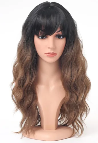 Miniatura 16 de Pelucas Bob Onduladas Negras Naturales a la Altura del Hombro Para Mujeres Pelucas Cortas Onduladas Con Flequillo Pelucas Sintéticas Onduladas