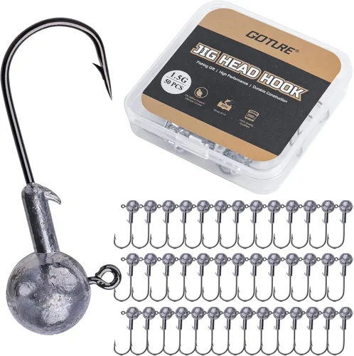 Miniatura 7 de Goture Round Jig Head, Jig Head Hooks for Freshwater Saltwater Fishing, Swimbait Jig Heads with Fishing Box for Trout Bass Fishing, Crappie Pro Jig