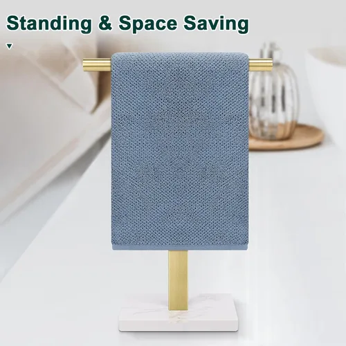 Miniatura 8 de Toallero de mano, soporte de toalla en forma de T para baño, barra de toallero de mano para aparador de cocina, acero inoxidable 304, base de mármol