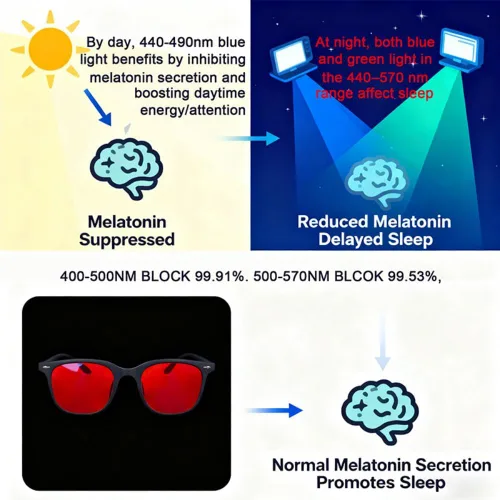 Miniatura 3 de SHINU Buen sueño Gafas de bloqueo de luz azul Hombres Lentes Rojas Anti Luz Verde Elimina la fatiga ocular Gafas Bluelight 078RD