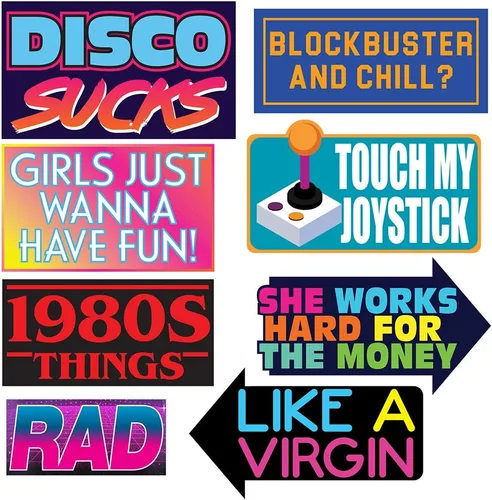 Miniatura 3 de Accesorios retro para cabina de fotos de los años 80, 37 piezas, suministros divertidos para fiestas temáticas de los años 80, decoraciones y regalos