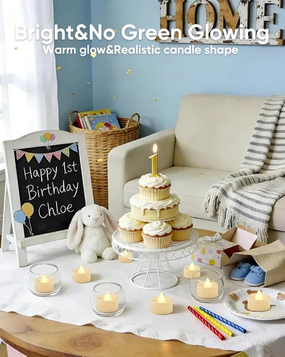 Miniatura 5 de Amagic 30 velas de té parpadeantes sin llama que funcionan con pilas, vela eléctrica de larga duración de más de 200 horas para centro de mesa