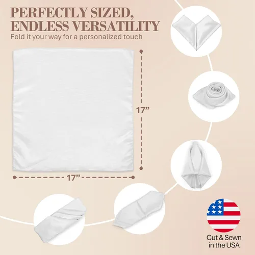 Miniatura 6 de Ultimate Textile -1 docena - Reversible Shantung Satin - Majestic - Servilletas de tela Majestic de 17 x 17 pulgadas, color blanco