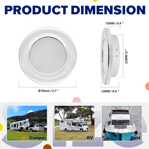 Miniatura 3 de Luces interiores de 12 V de bajo voltaje para debajo del gabinete, luz LED de disco regulable para cámper, remolque, RV, barco, luz de techo