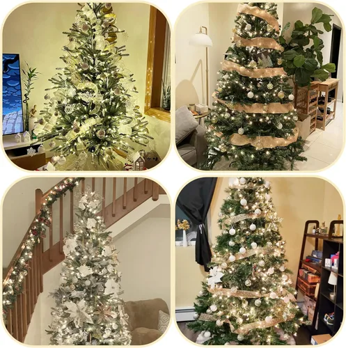 Miniatura 5 de 30 bolas de adorno de Navidad, 60 mm, doradas y blancas, decoraciones de Navidad para árbol de Navidad, adornos colgantes irrompibles para fiestas