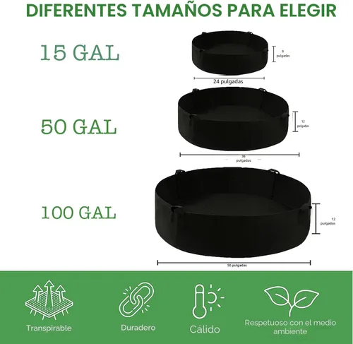 Miniatura 7 de ZtohPyo Bolsas de Cultivo de Plantas de 15 Galones, Macetas de Jardín Elevadas Redondas de Tela con 2 Asas, Contenedor de Jardinería de Tela