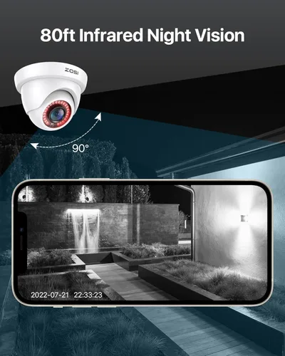 Miniatura 4 de ZOSI - Cámara de seguridad híbrida 4 en 1 TVI CVI AHD CVBS de 2MP, 1920TVL, 1080P HD, resistente a la intemperie, para exteriores e interiores
