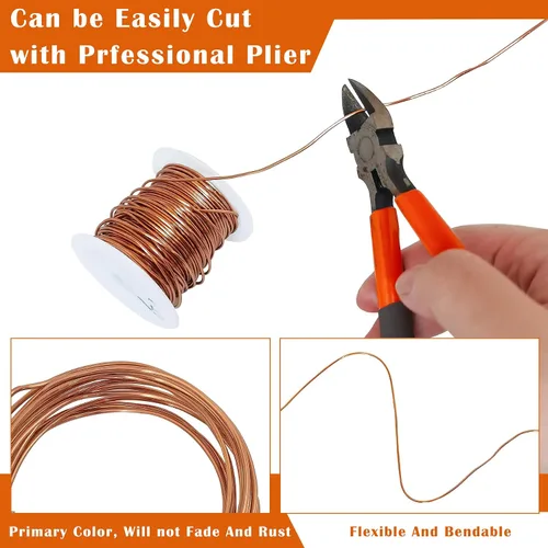 Miniatura 2 de Alambres de cobre resistentes al deslustre de 65.6 pies, alambre de cobre para electrocultura en jardinería, alambre de cobre de calibre 16, cables