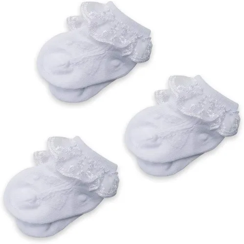 Miniatura 3 de Juebm Infant Baby Girls Ruffle Socks Toddler Dress socksPack of 356 Baby Frilly Lace Ankle Socks