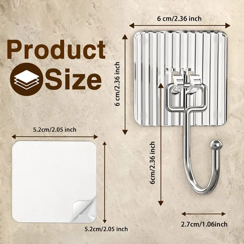 Miniatura 4 de Ganchos adhesivos acrílicos para colgar resistentes de 44 libras (máx.), ganchos para abrigos y toallas, ganchos de pared impermeables y resistentes