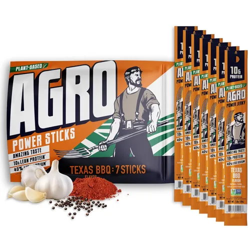Miniatura 10 de AGRO POWER - Palitos veganos de cecina, 0.35 oz de proteína por barra, sabor teriyaki a base de plantas, bolsa de 7 palitos, sin OMG, 40% menos