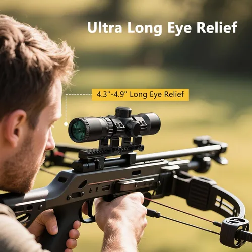 Miniatura 5 de CVLIFE Ballesta de 1.5-5x32, retícula balística de vidrio grabado de 20-100 yardas, ballesta iluminada roja y verde para caza con anillos de alcance