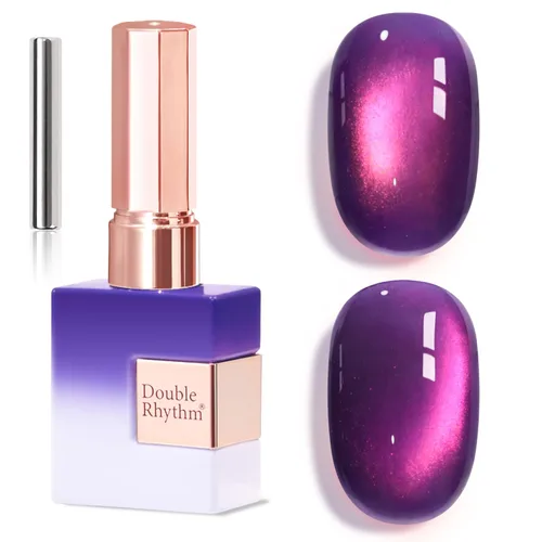 Miniatura 35 de Double Rhythm Esmalte de gel Jelly Glass de ojo de gato con imán, 0.5 onzas líquidas, brillo holográfico, brillante, translúcido