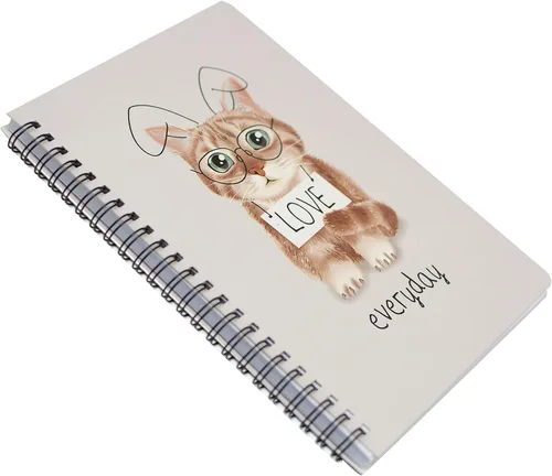 Miniatura 7 de Yansanido Cuaderno de espiral, 4 piezas A5 de tapa dura gruesa con diseño de gato, 0.315 in, 4 colores, 80 hojas, 160 páginas para estudio y notas