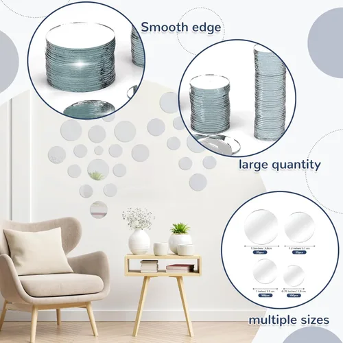 Miniatura 3 de 250 piezas de espejo circular pequeño para manualidades, mini espejo redondo de vidrio, azulejos de mosaico para manualidades y proyectos