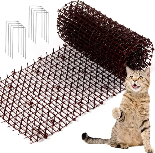 Miniatura 8 de Zopeal Tapete repelente de gatos de 6.5 pies con 8 estacas para el suelo, 8 bridas, tapete disuasorio de picos que mantiene al perro fuera del sofá