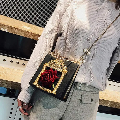 Miniatura 3 de QZUnique Bolso de noche con diseño de ángel de amor en relieve para mujer, bolso cruzado con cierre de lazo, bolso de hombro barroco