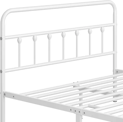 Miniatura 8 de Topeakmart Marco de cama de metal de estilo victoriano tamaño matrimonial con cabecero, base de colchón, no necesita somier, almacenamiento debajo